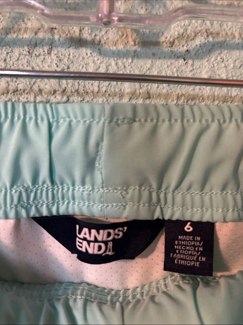 Lands’ End Boys Ombre Swim Trunks Aqua White Blue Size 6 NWT